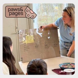 Adult facilitating a reading activity during Paws & Pages